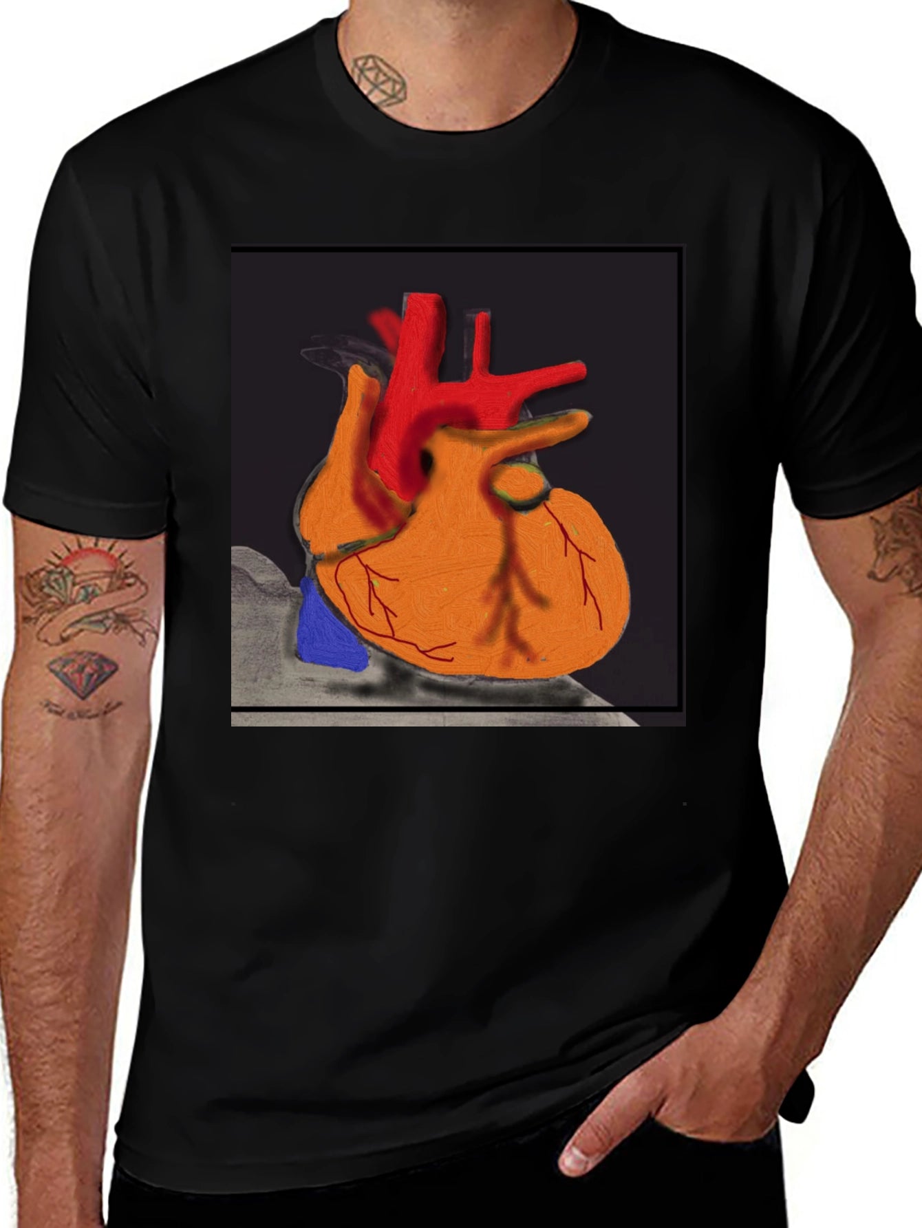 Anatomical Heart Graphic T-Shirt - Black