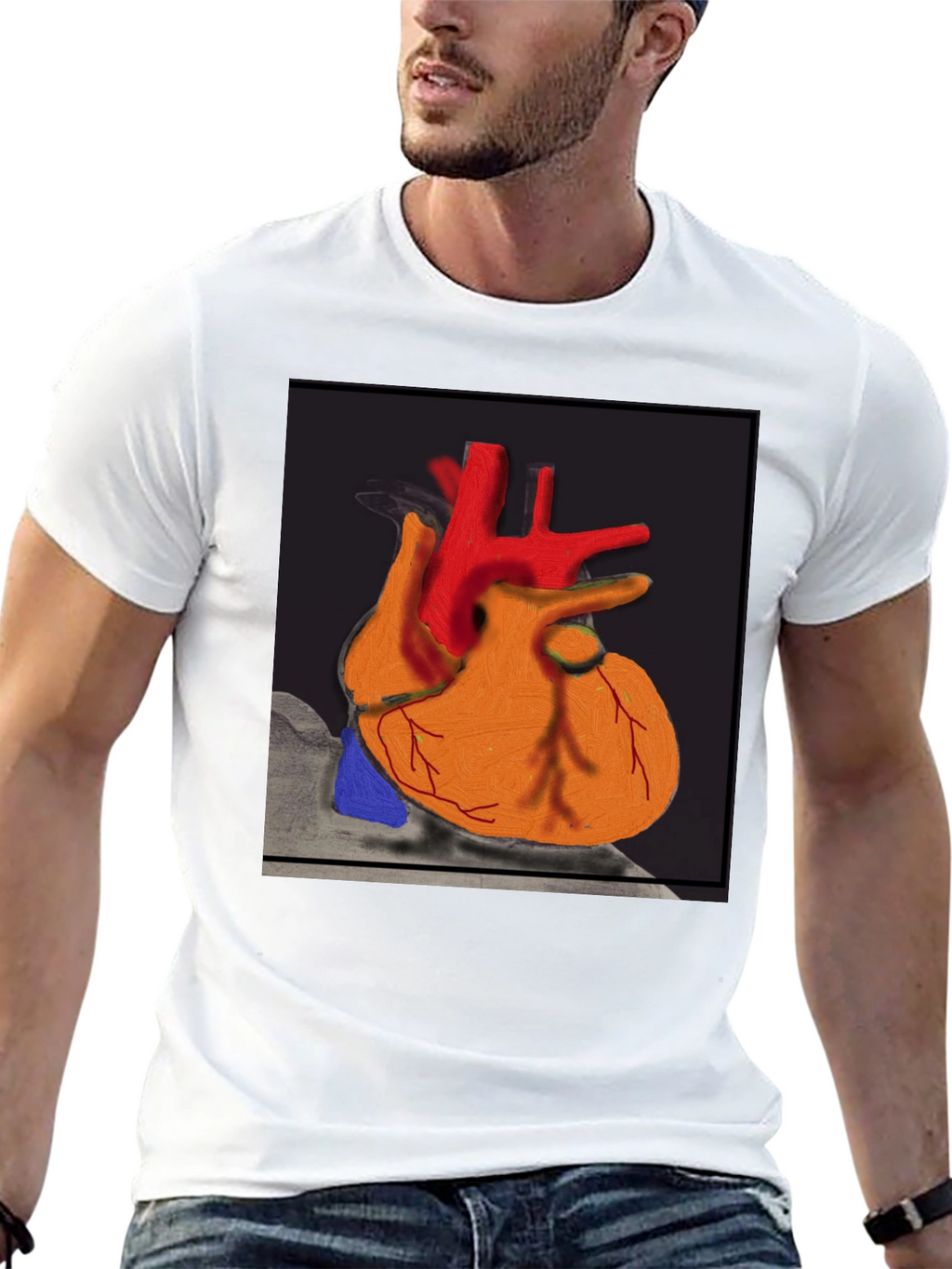 Anatomical Heart Graphic T-Shirt - Black