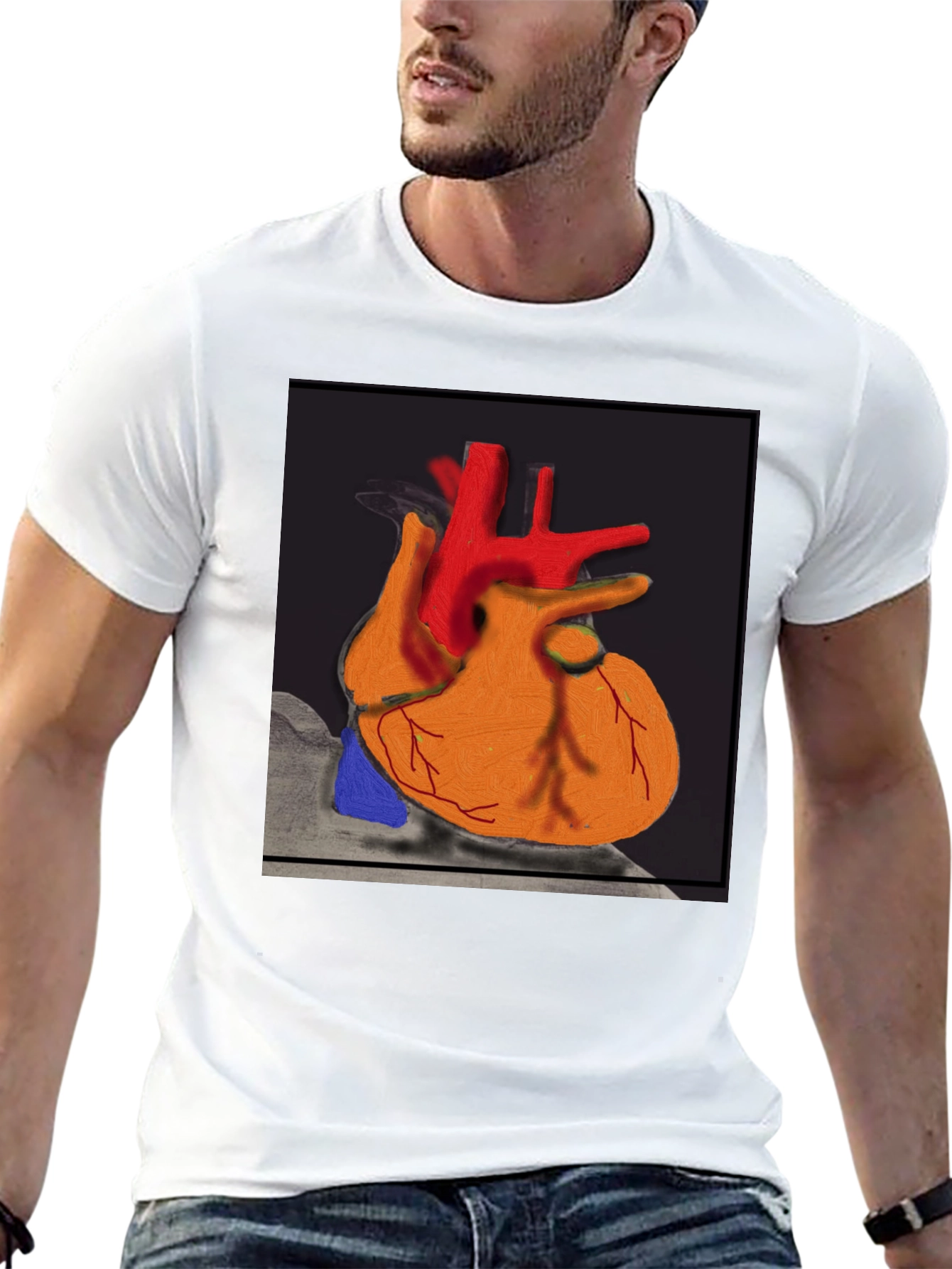 Anatomical Heart Graphic T-Shirt - Black