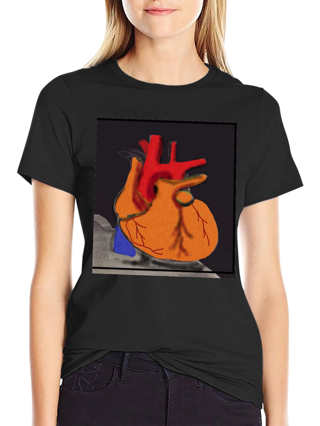 Anatomical Heart Graphic T-Shirt - Black
