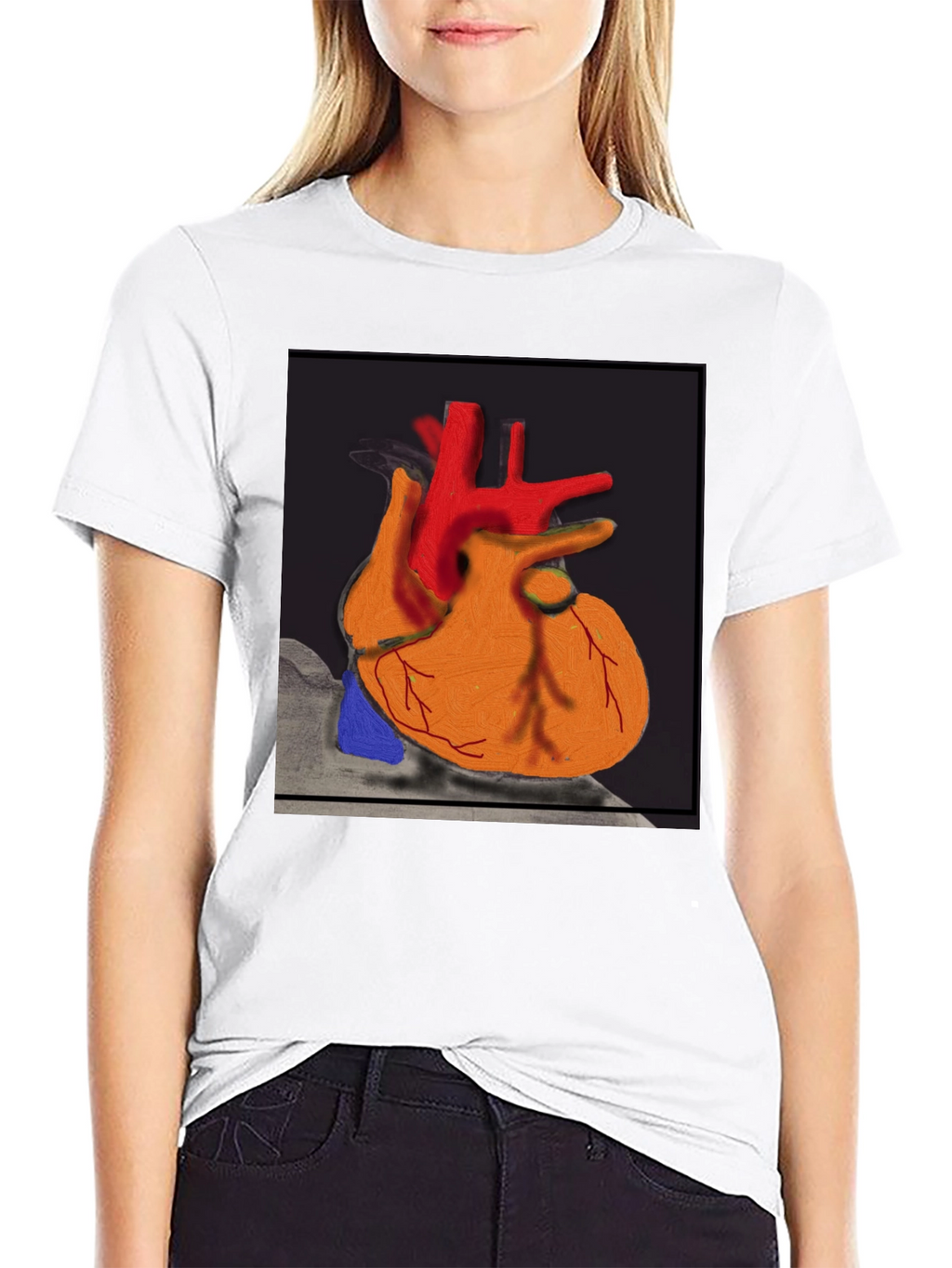 Anatomical Heart Graphic T-Shirt - Black