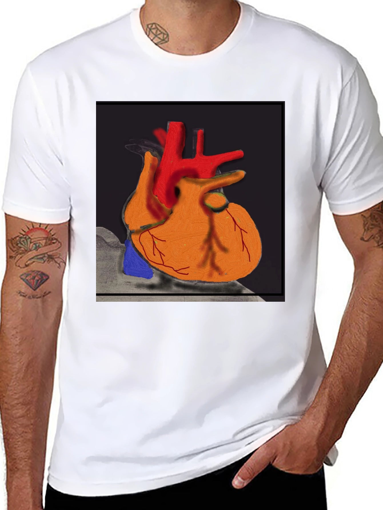 Anatomical Heart Graphic T-Shirt - Black