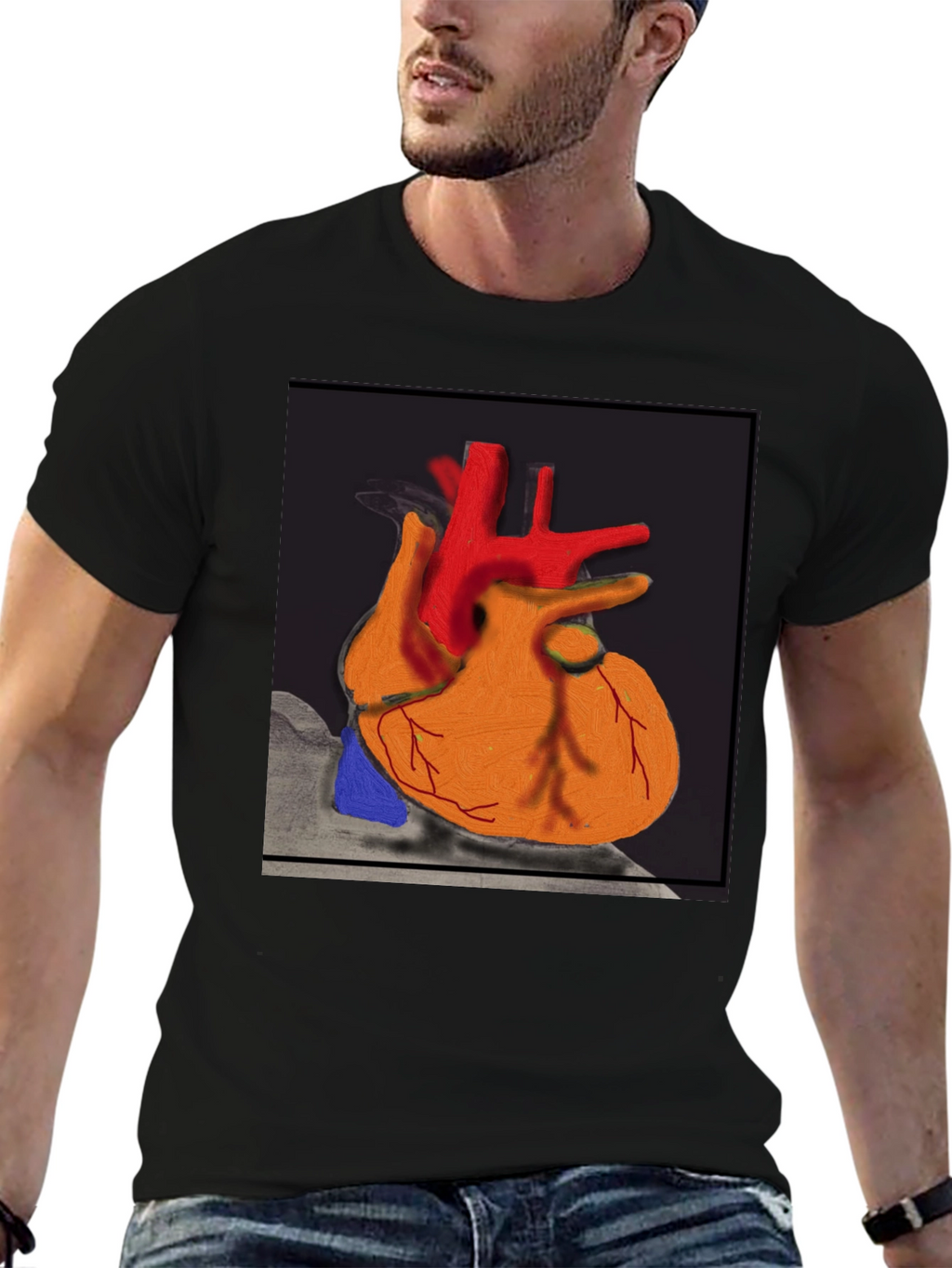 Anatomical Heart Graphic T-Shirt - Black