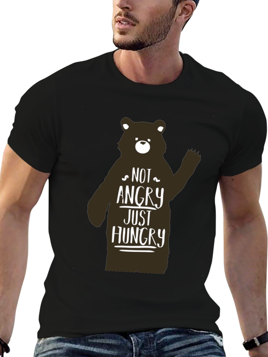 Not Angry Just Hungry Bear Graphic T-Shirt