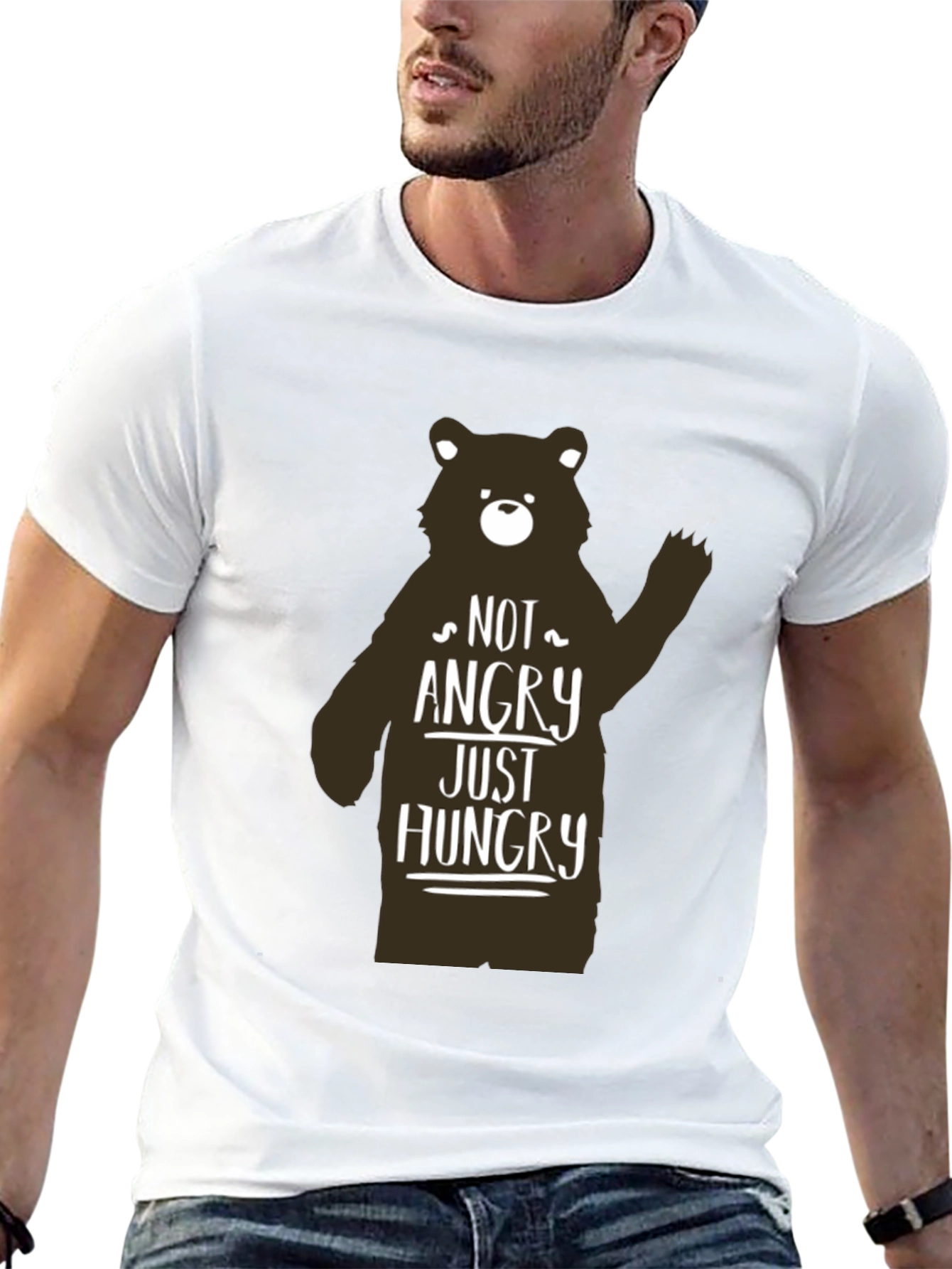 Not Angry Just Hungry Bear Graphic T-Shirt
