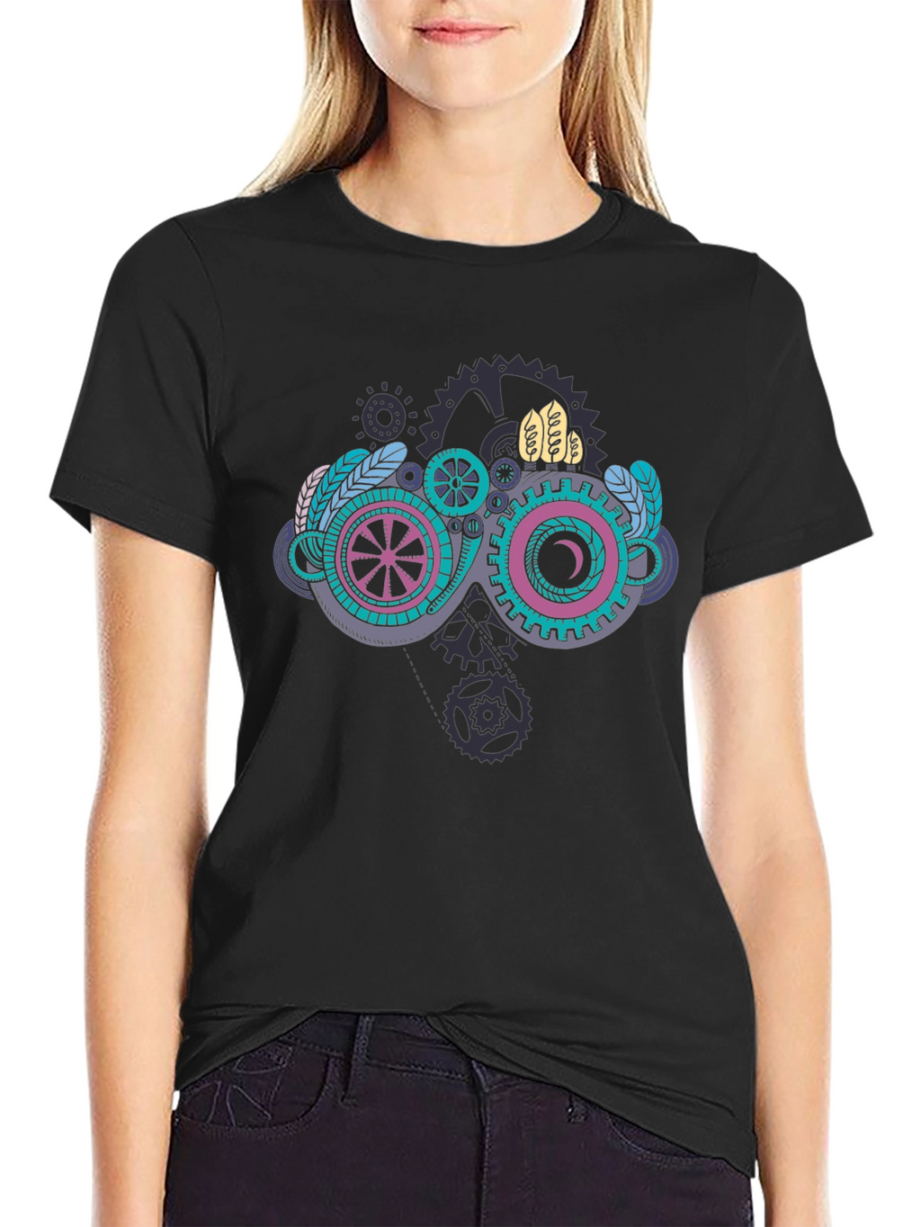 Steampunk Goggles Graphic Black T-Shirt