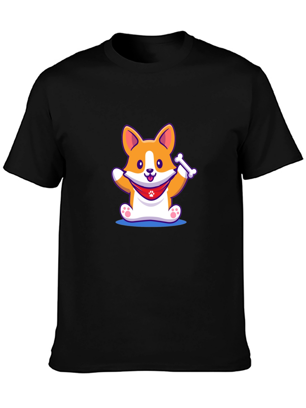 Cute Corgi Dog Black T-Shirt