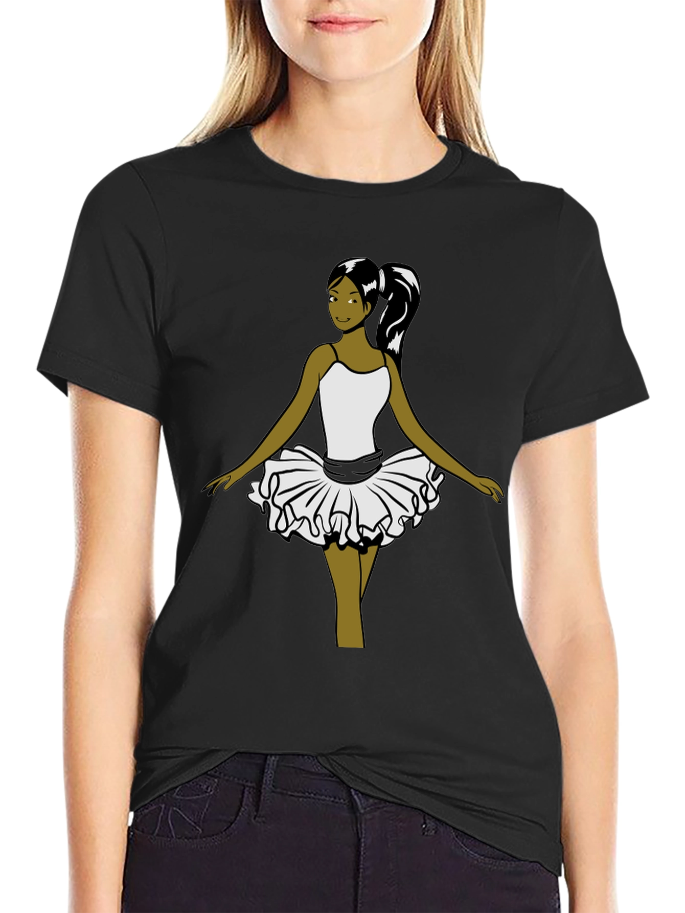 Ballerina Graphic Tee - Soft Cotton Black T-Shirt