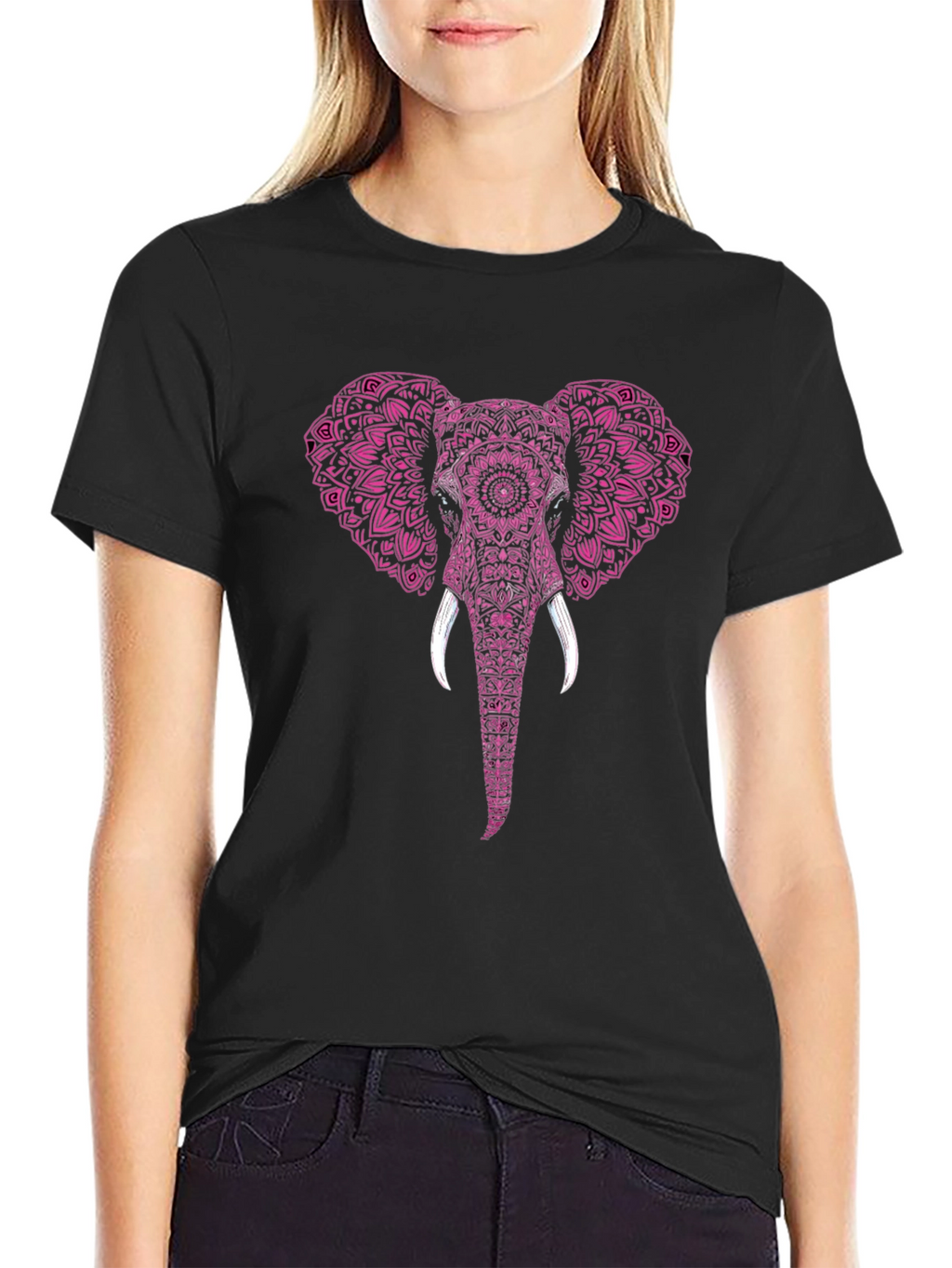 Elephant Mandala Print Mens T-Shirt