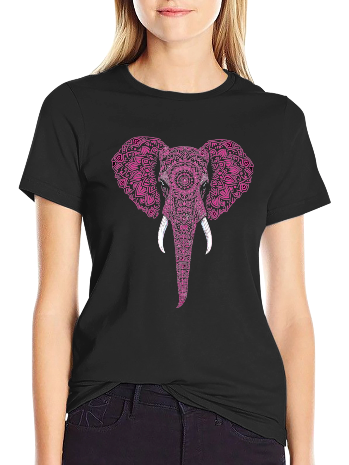 Elephant Mandala Print Mens T-Shirt