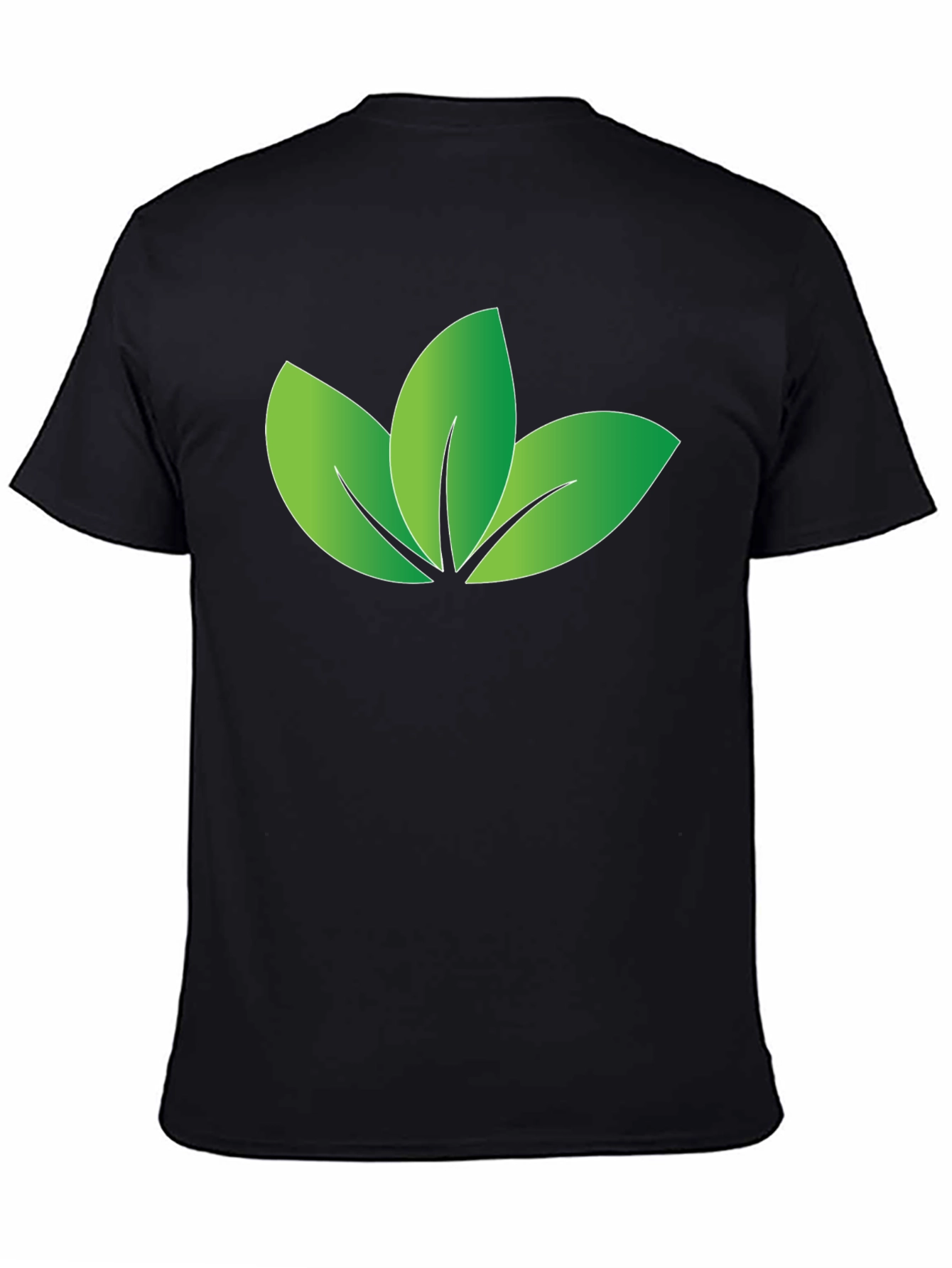 Eco-Friendly Leaf Design Black T-Shirt