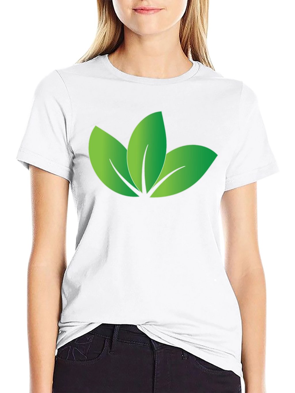Eco-Friendly Leaf Design Black T-Shirt