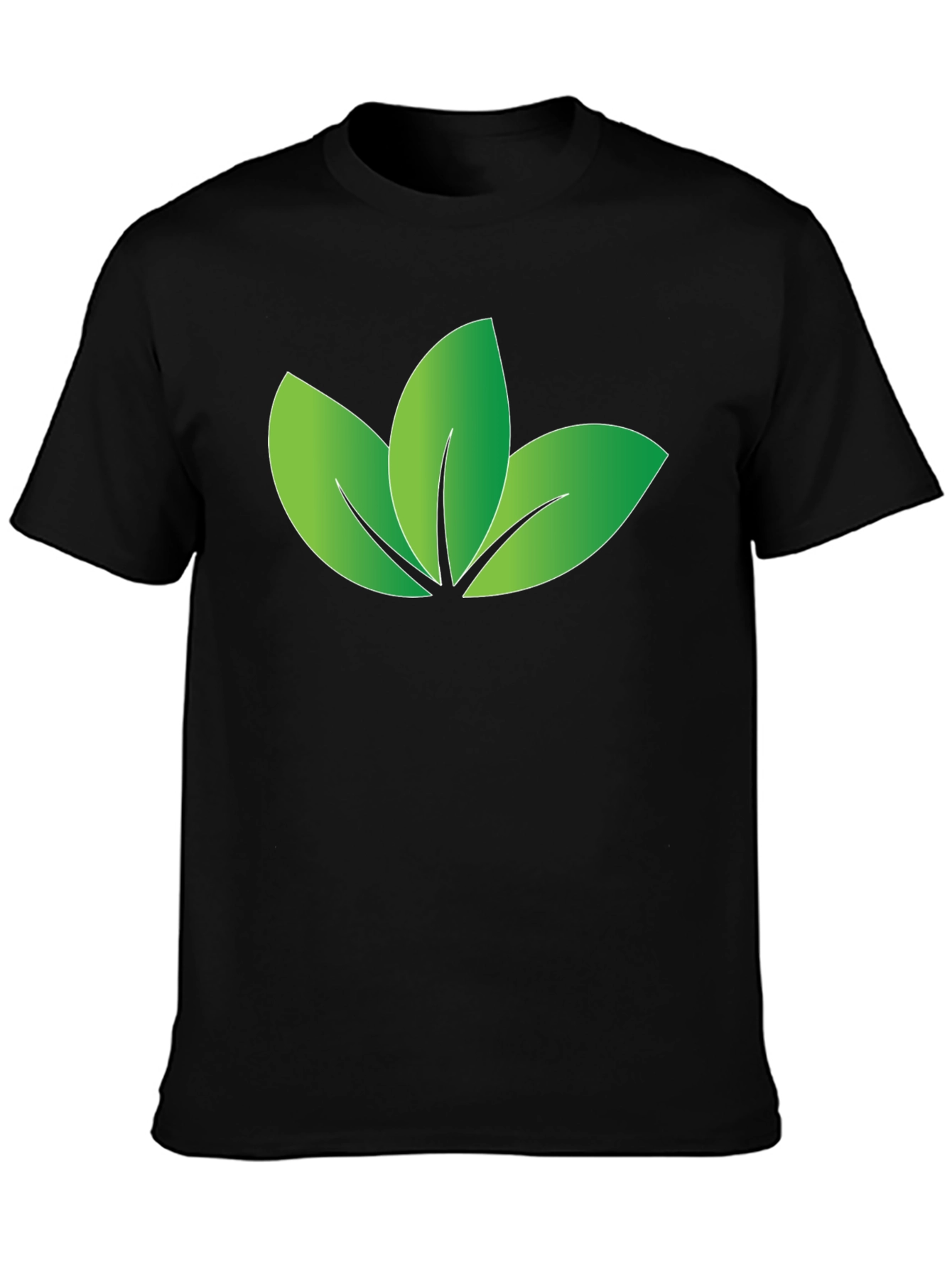 Eco-Friendly Leaf Design Black T-Shirt