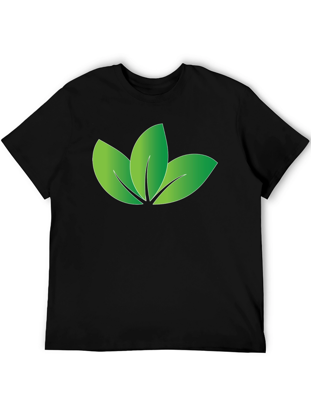 Eco-Friendly Leaf Design Black T-Shirt
