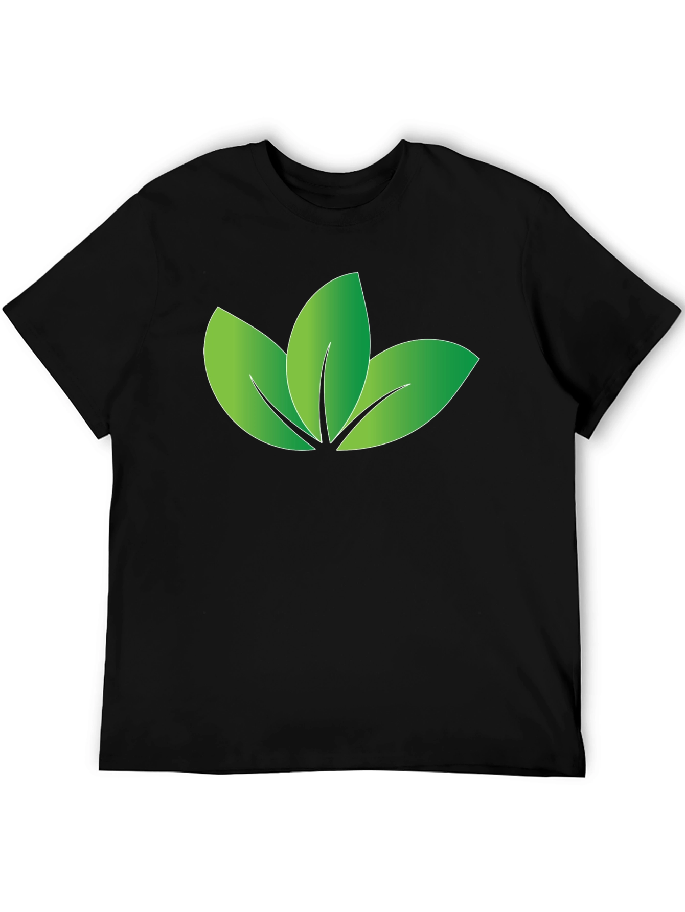 Eco-Friendly Leaf Design Black T-Shirt