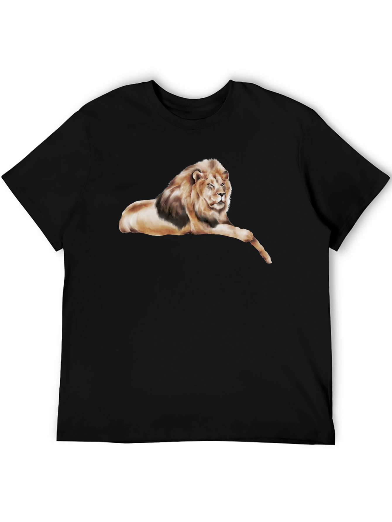 Lion Graphic Tee - Black Cotton T-Shirt