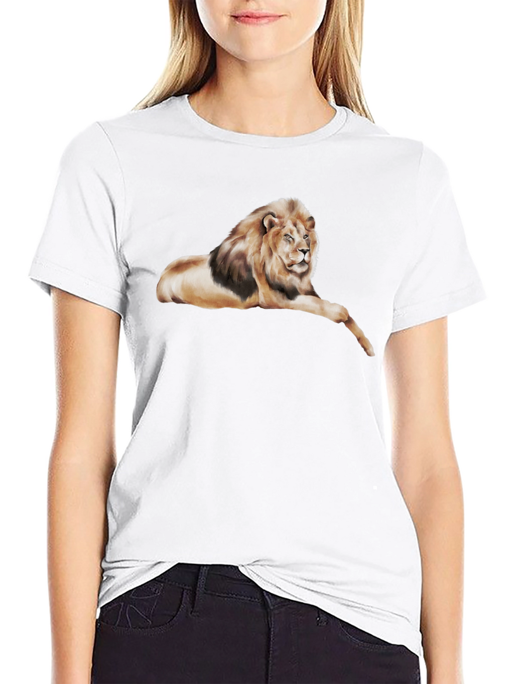 Lion Graphic Tee - Black Cotton T-Shirt