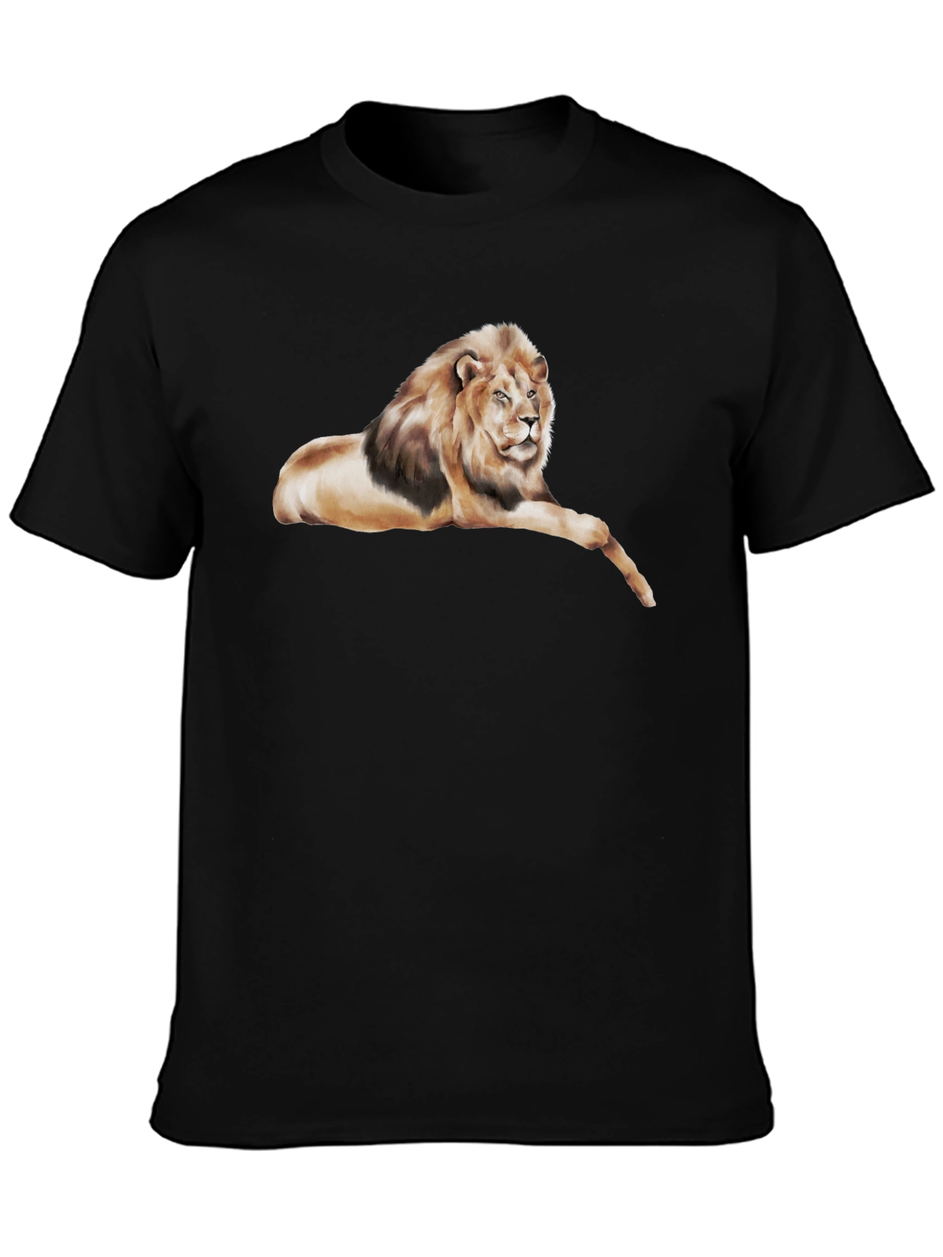 Lion Graphic Tee - Black Cotton T-Shirt