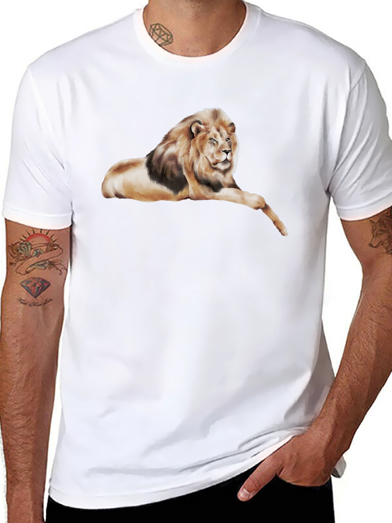 Lion Graphic Tee - Black Cotton T-Shirt