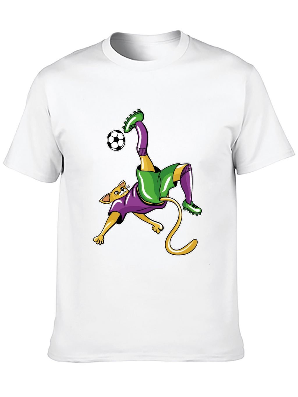 Cat Soccer Player Graphic Tee - Black