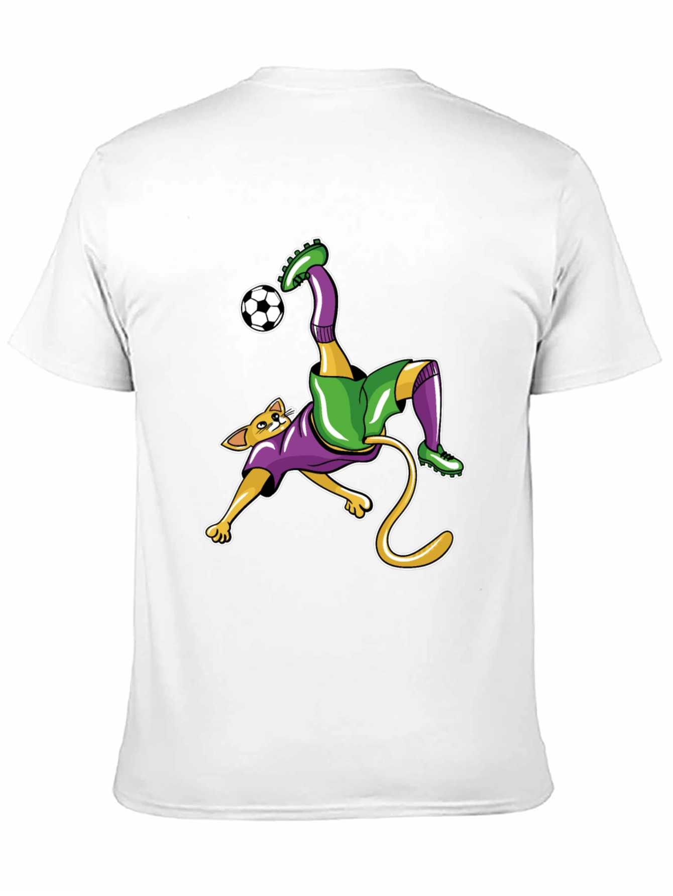 Cat Soccer Player Graphic Tee - Black