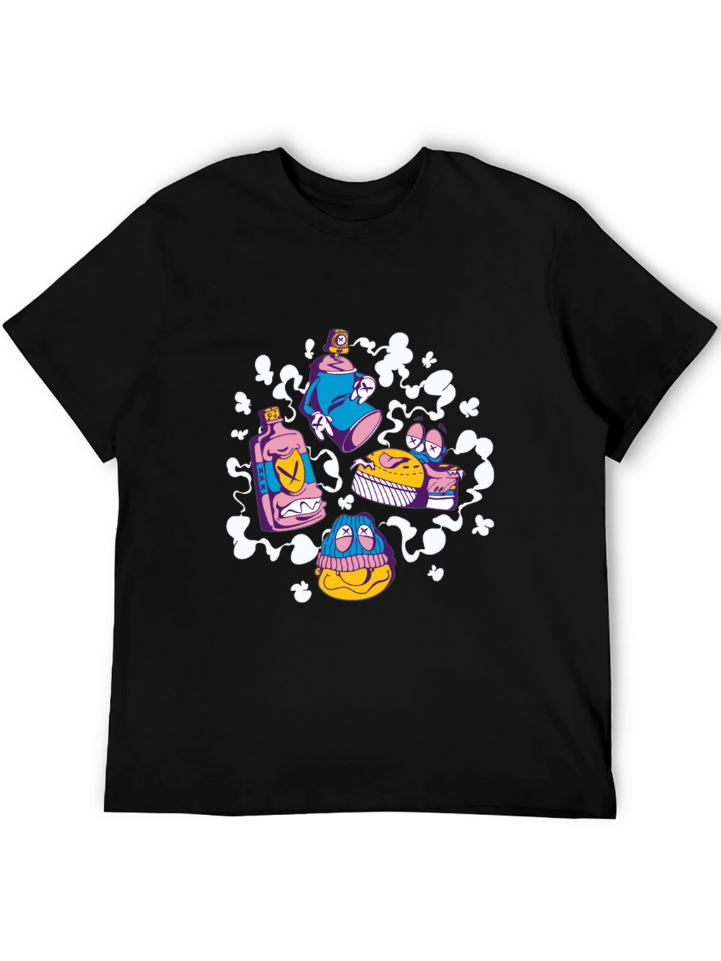 Cartoon Graffiti Black T-Shirt