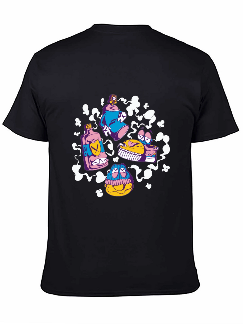 Cartoon Graffiti Black T-Shirt