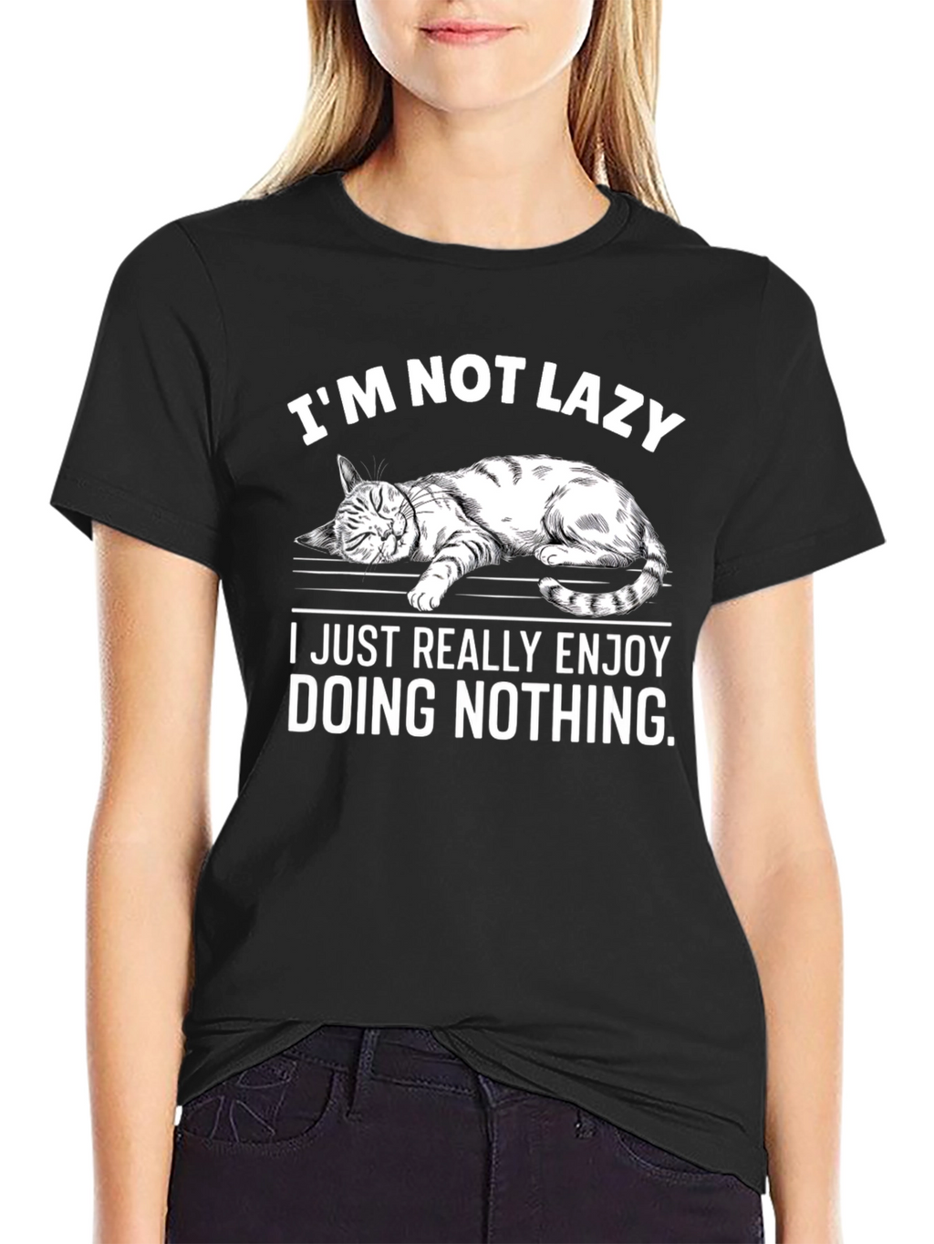 Lazy Cat Graphic T-Shirt - Enjoy Doing Nothing Tee