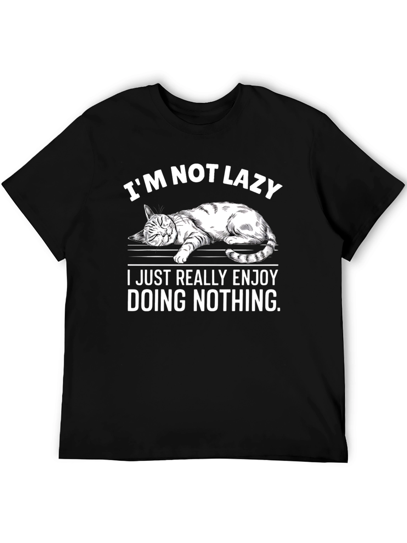 Lazy Cat Graphic T-Shirt - Enjoy Doing Nothing Tee