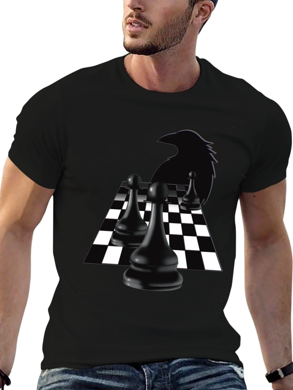Raven Chess T-Shirt - Black