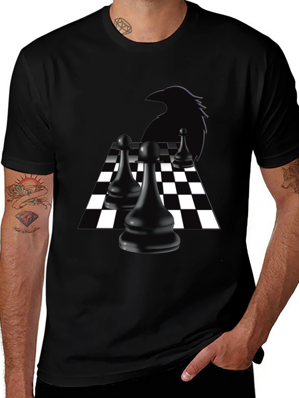 Raven Chess T-Shirt - Black