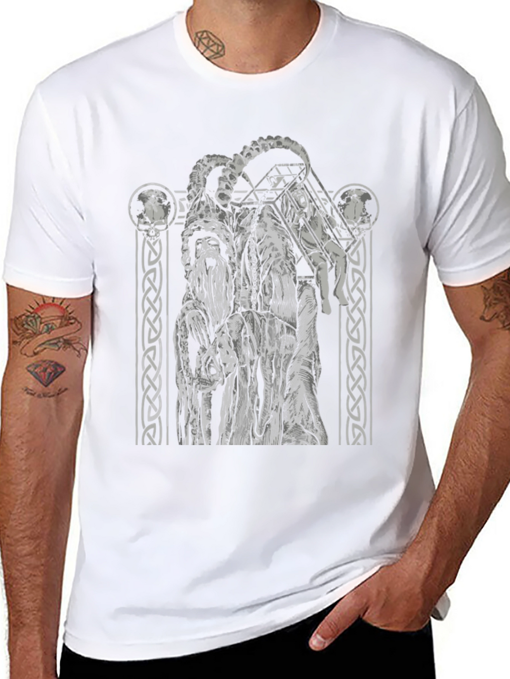Black Graphic Tee - Horned Figure
