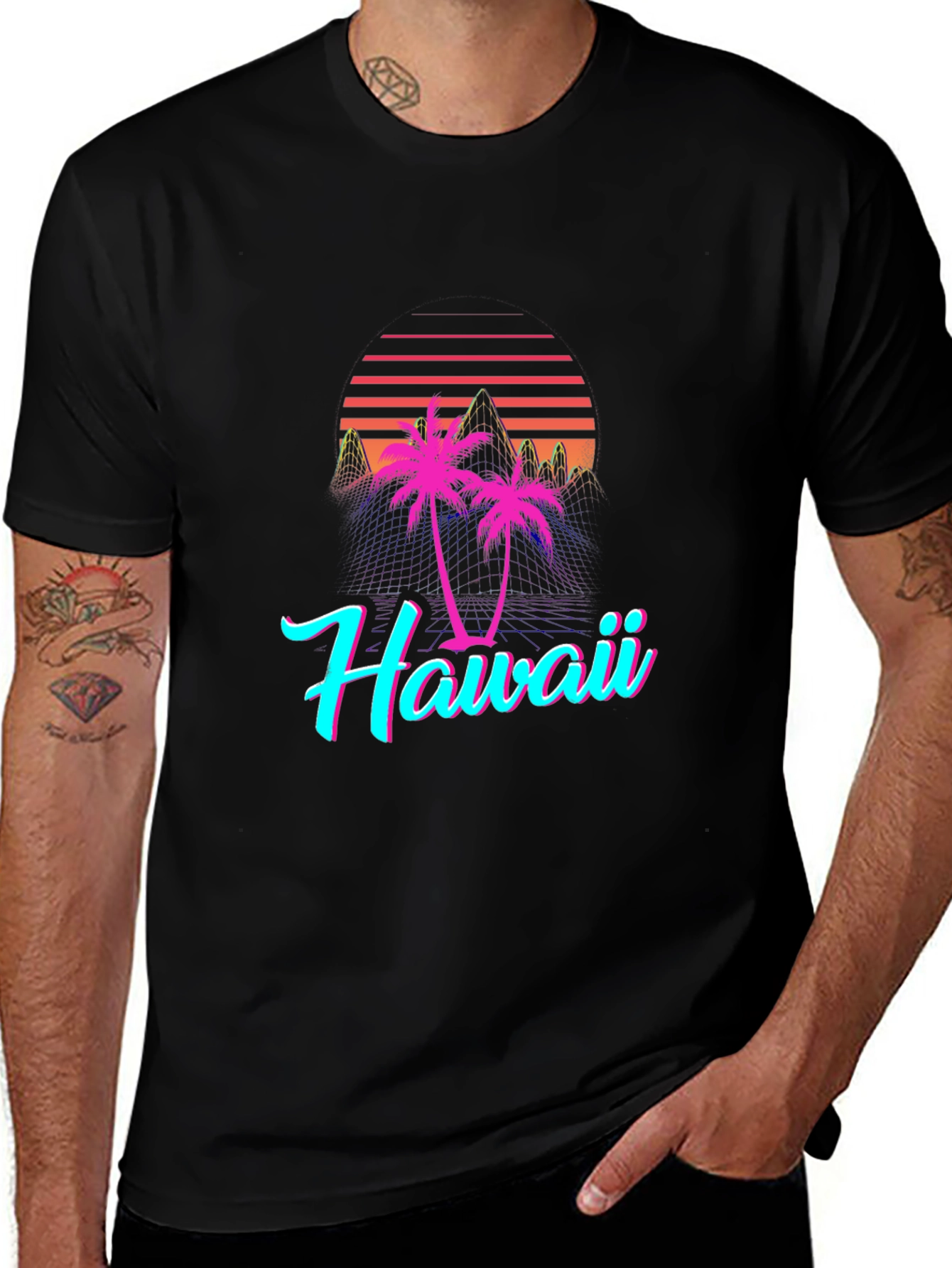 Retro Hawaii T-Shirt - Vaporwave Palm Design