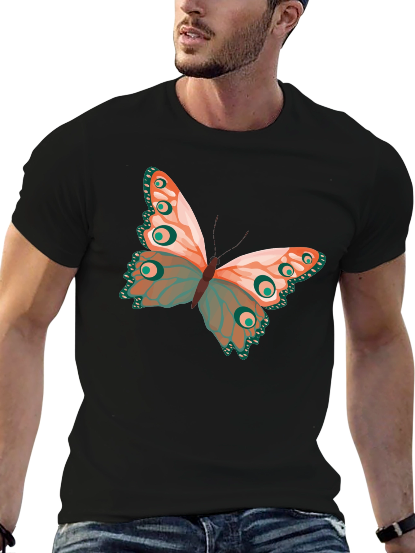 Butterfly Graphic Black Tee - Stylish & Unique!