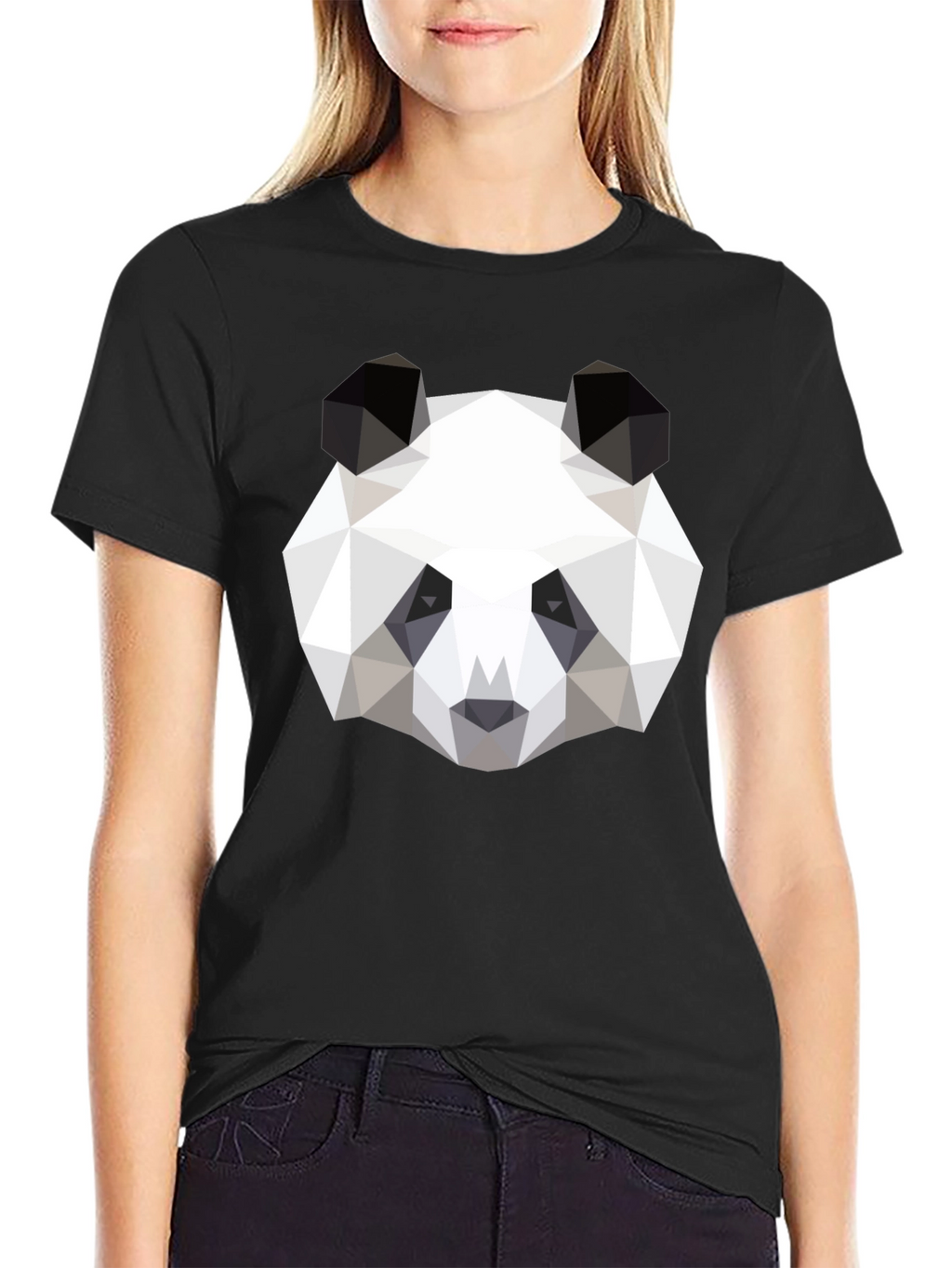Geometric Panda Graphic Black T-Shirt