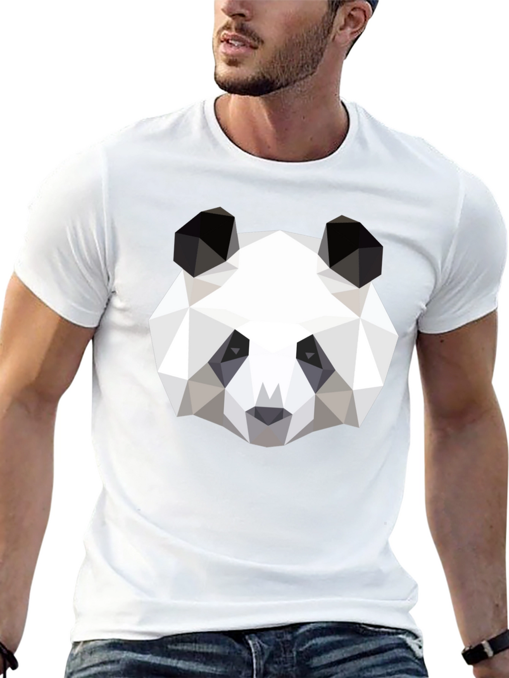 Geometric Panda Graphic Black T-Shirt