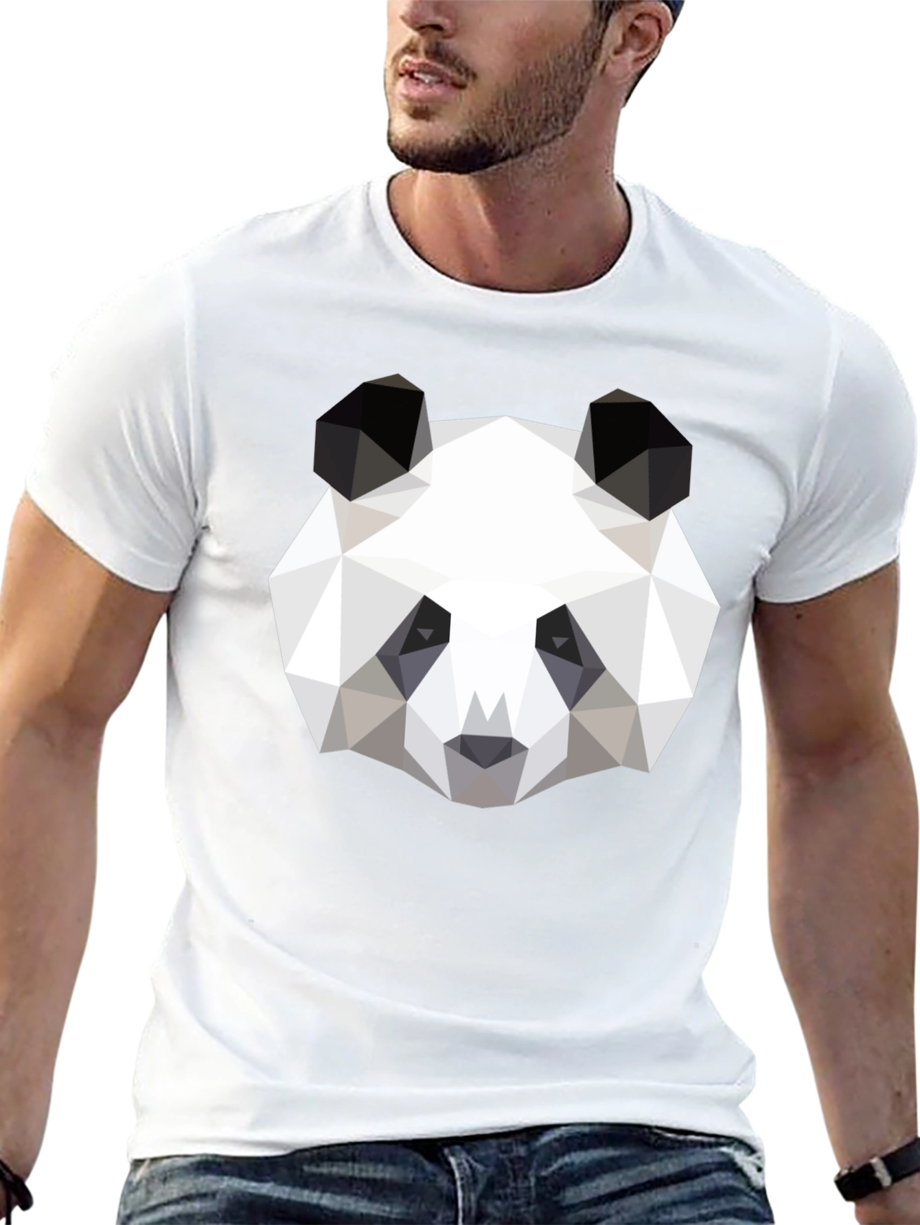 Geometric Panda Graphic Black T-Shirt