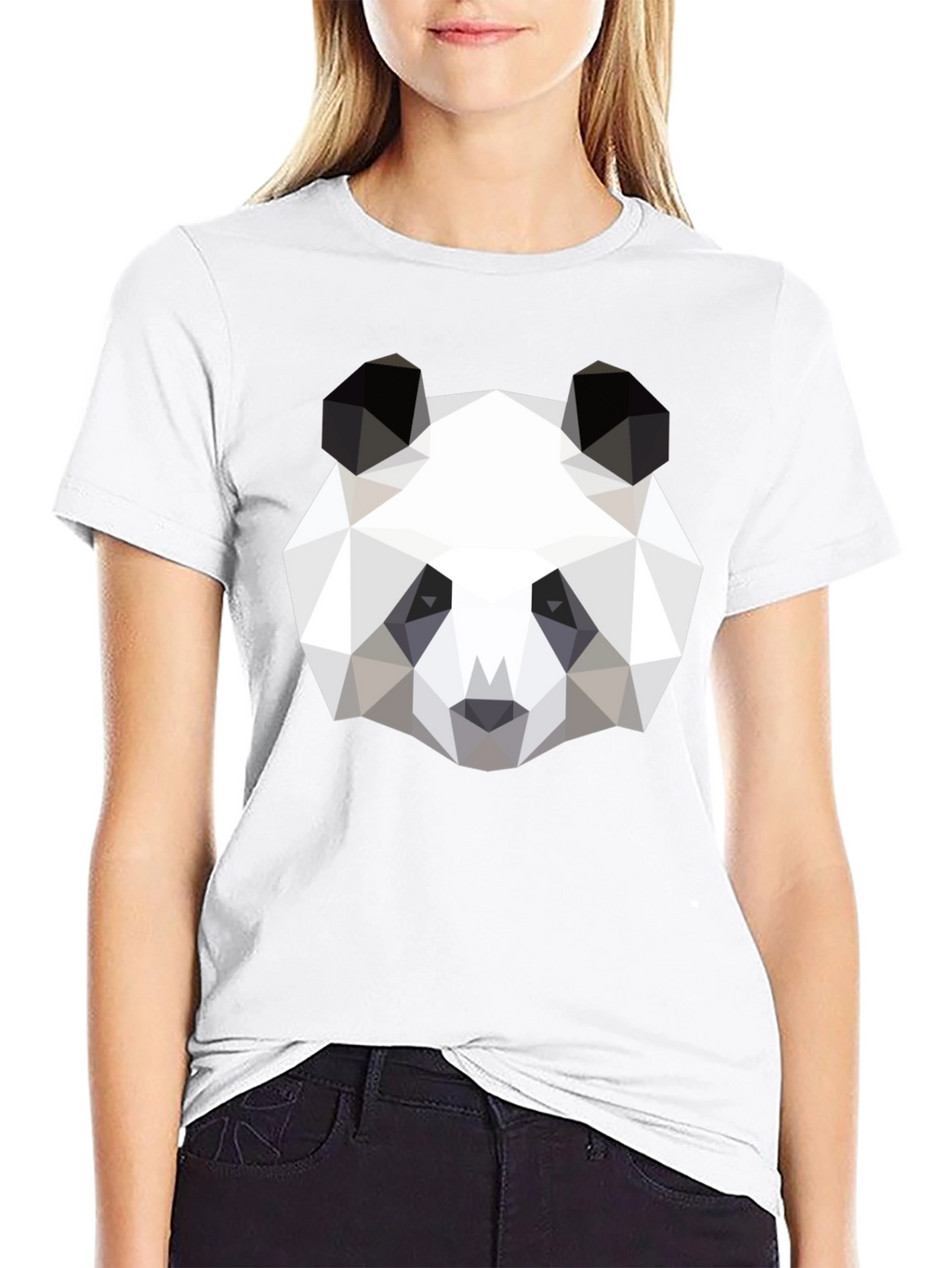 Geometric Panda Graphic Black T-Shirt
