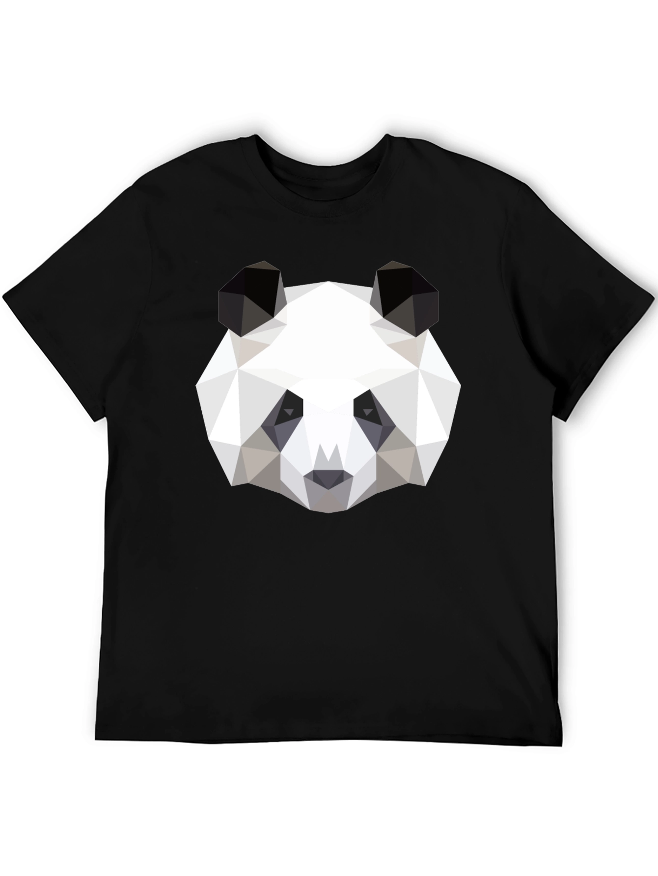 Geometric Panda Graphic Black T-Shirt