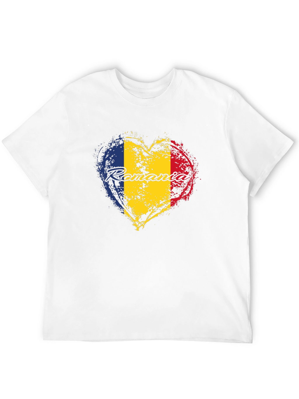 Romania Flag Heart T-Shirt - Black