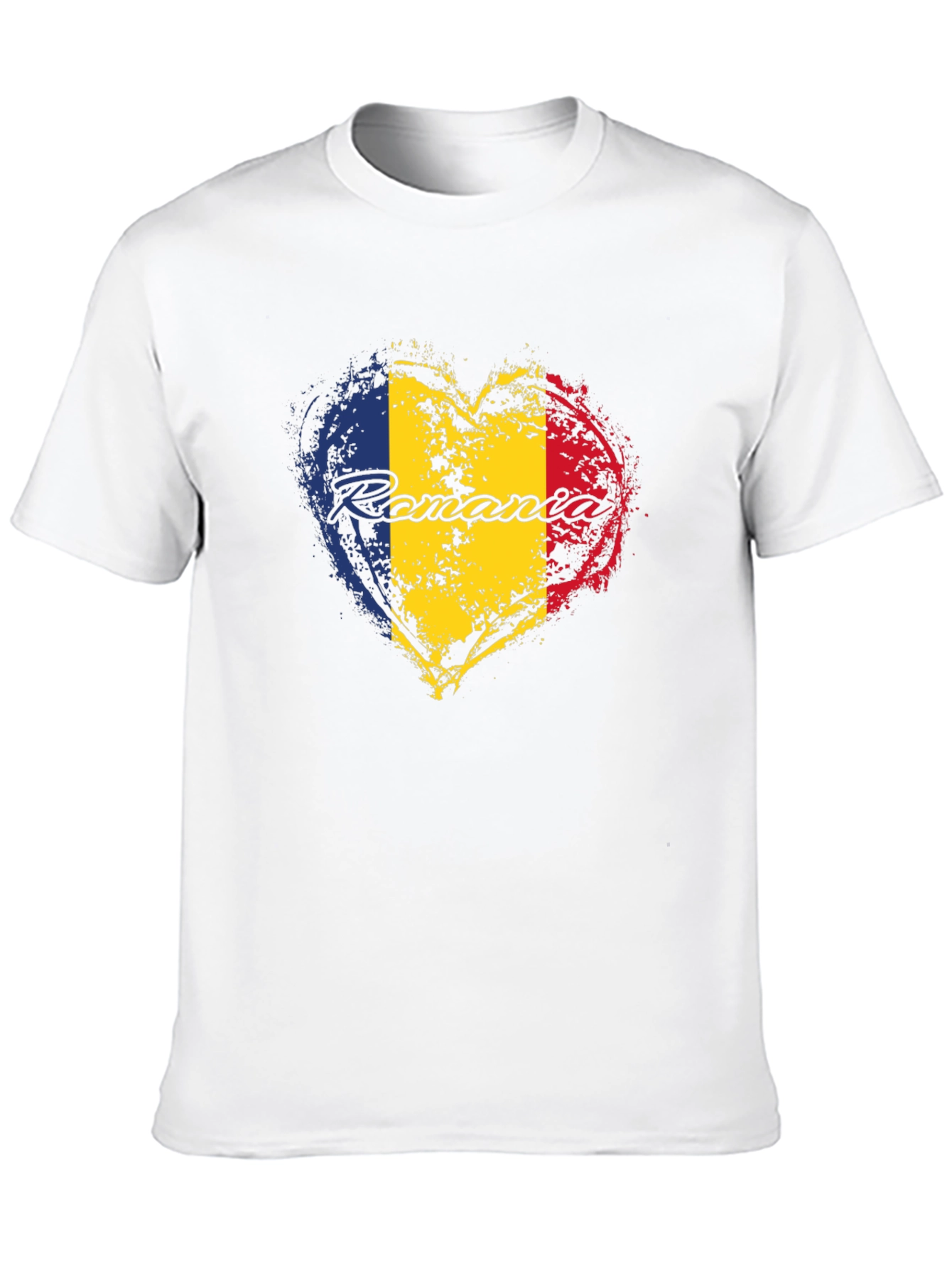 Romania Flag Heart T-Shirt - Black