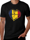 Romania Flag Heart T-Shirt - Black