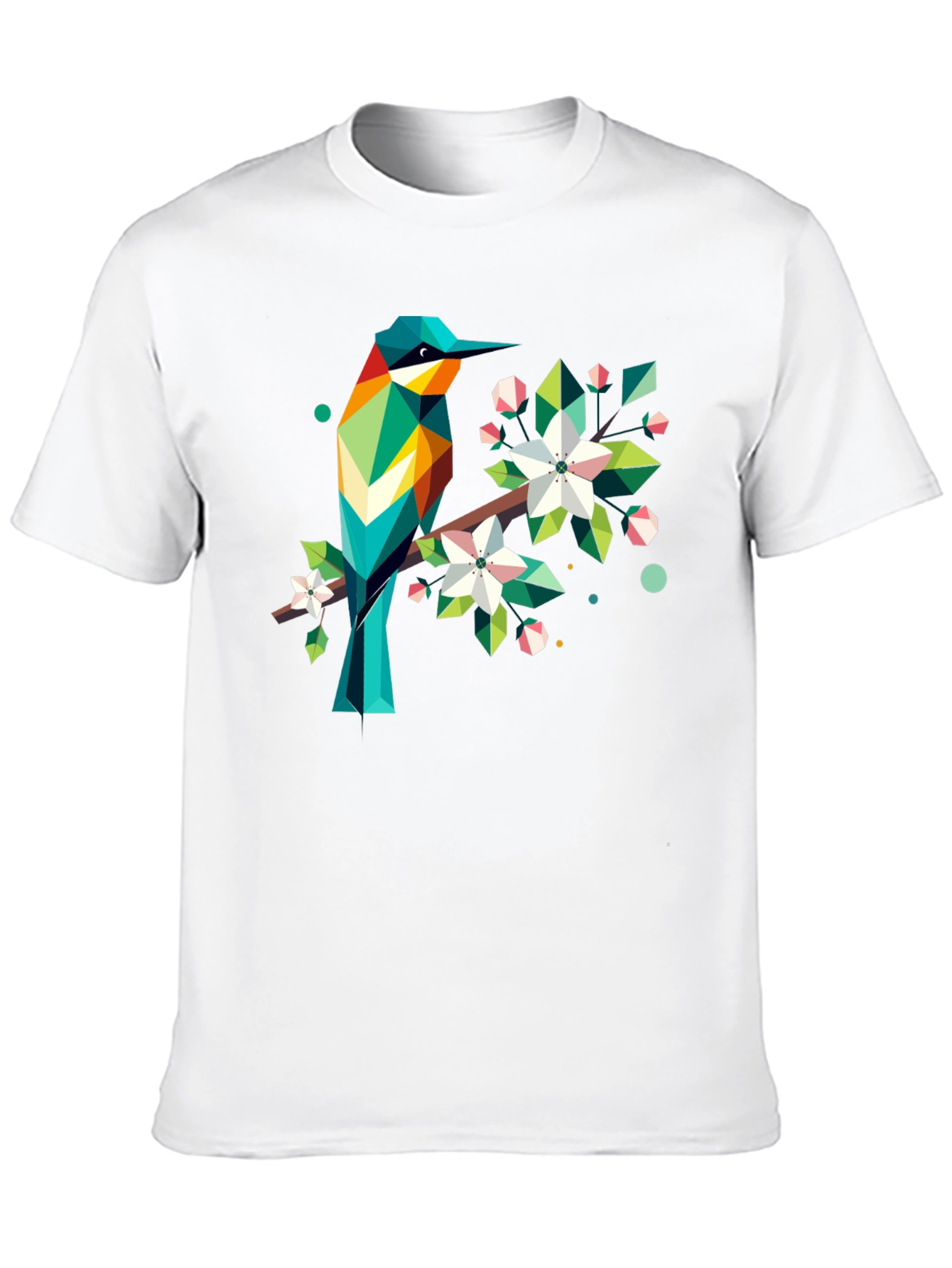 Geometric Bird Print Black T-Shirt