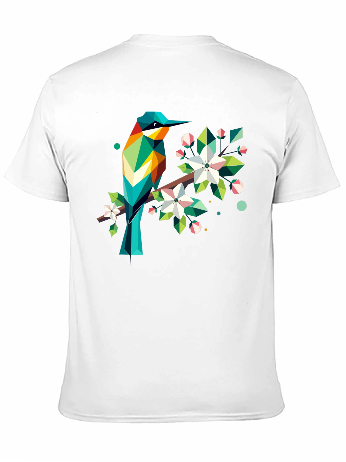 Geometric Bird Print Black T-Shirt