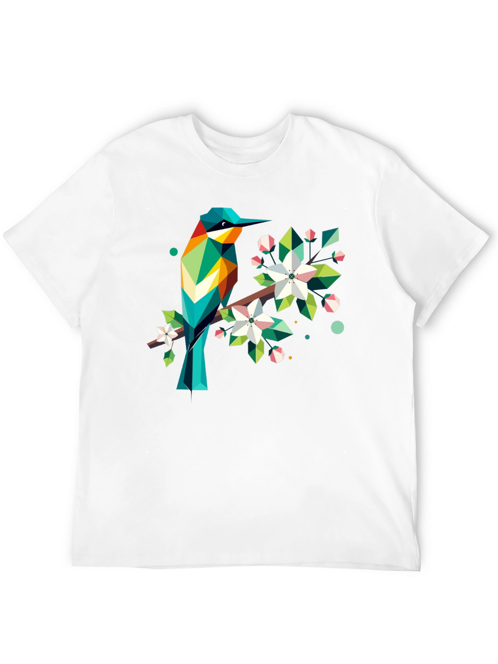 Geometric Bird Print Black T-Shirt