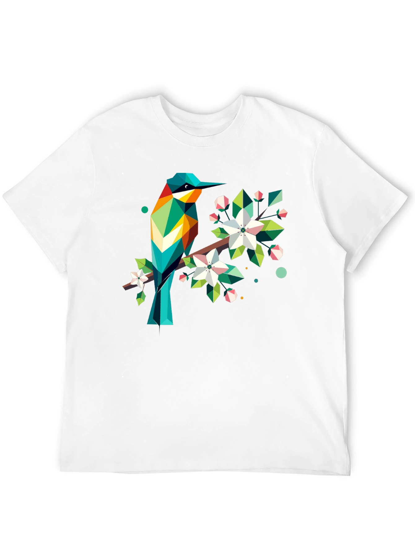 Geometric Bird Print Black T-Shirt