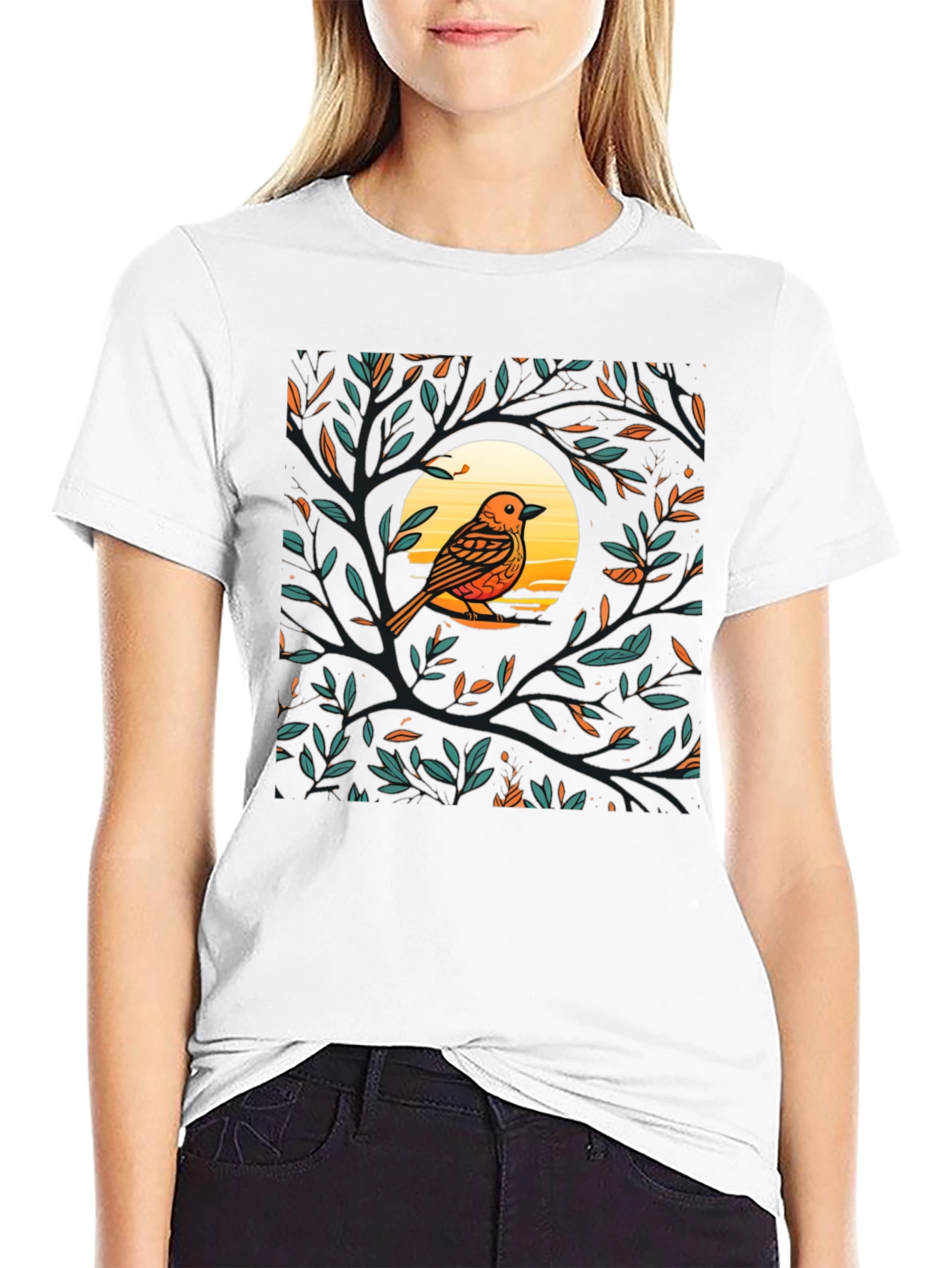 Bird on Branch Graphic Tee - Nature Inspired