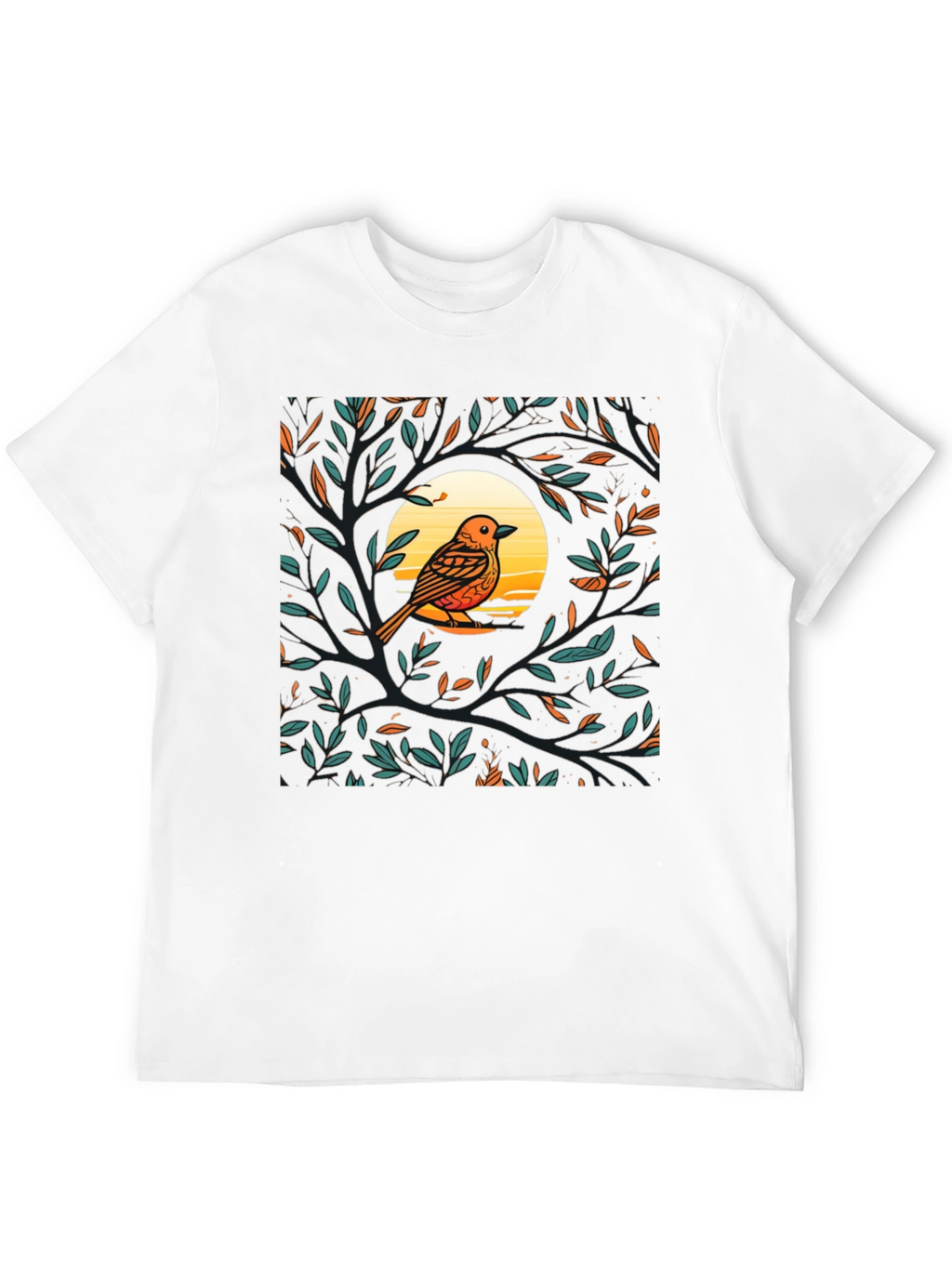 Bird on Branch Graphic Tee - Nature Inspired