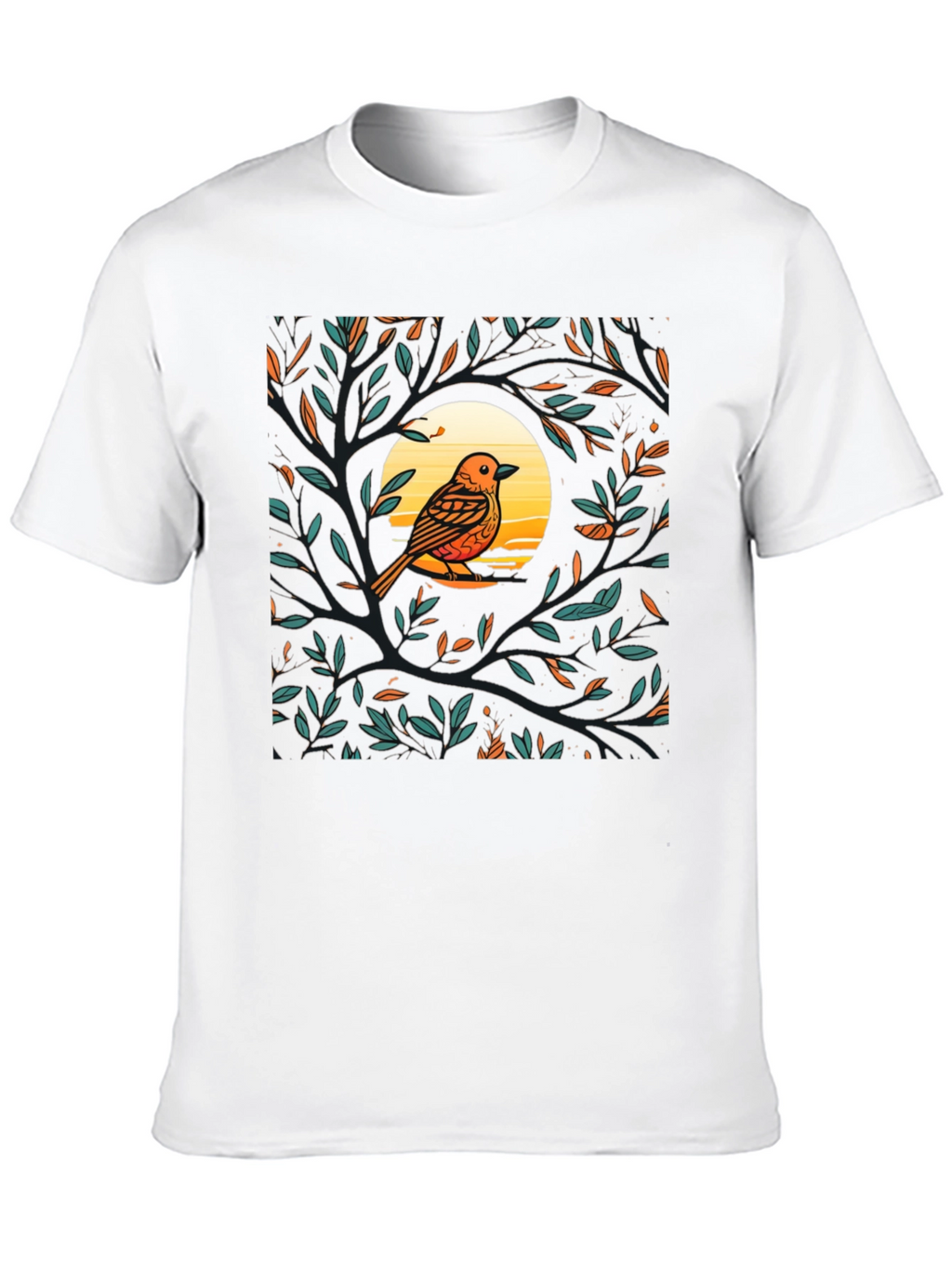 Bird on Branch Graphic Tee - Nature Inspired