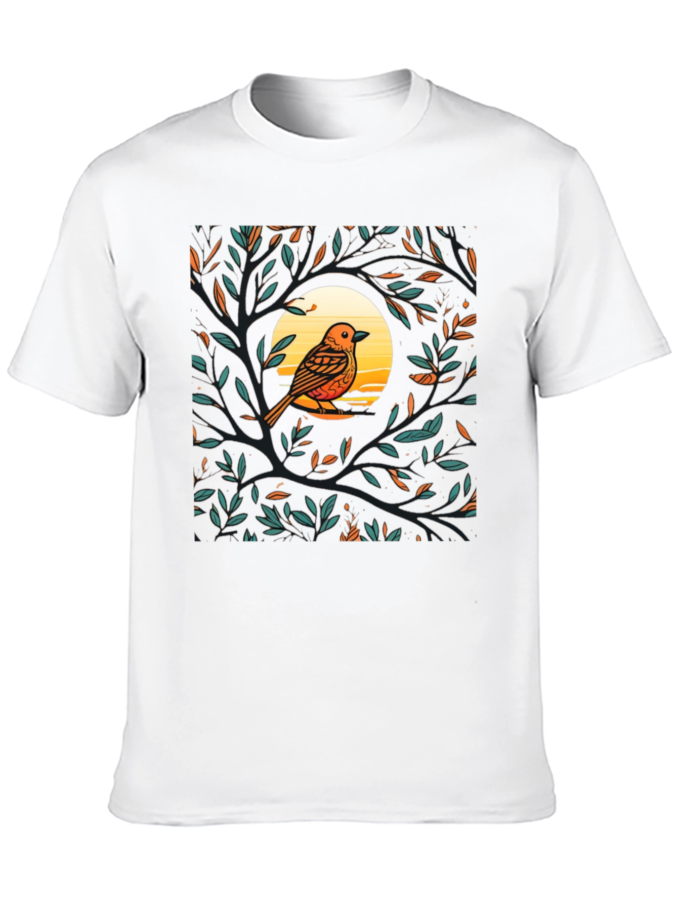 Bird on Branch Graphic Tee - Nature Inspired